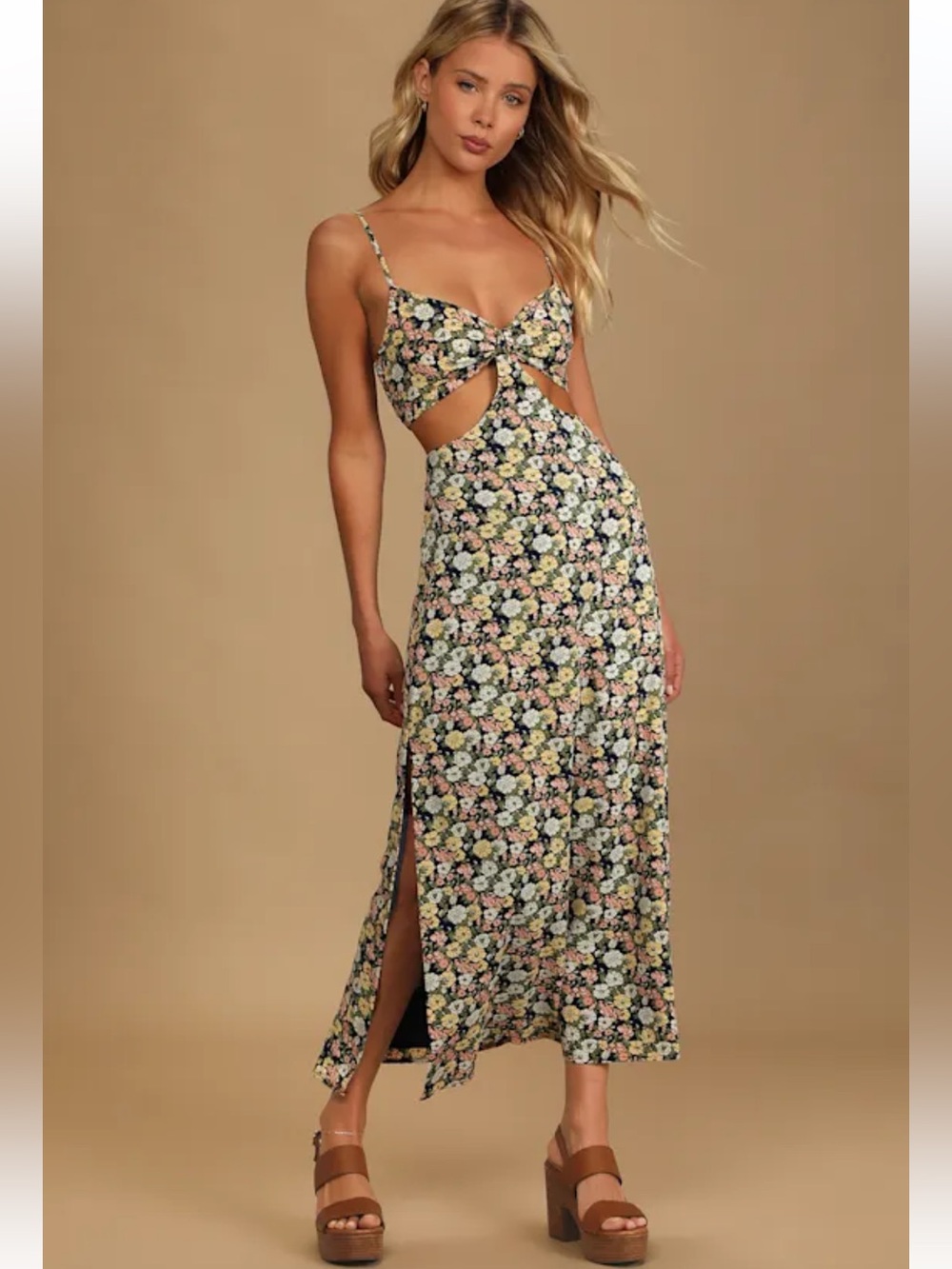 Lulus It’s a Perfect Pick Dress Large Floral Maxi Wedding Resort Western Boho B9 - Picture 4 of 16